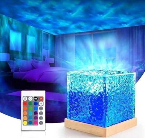 USB 16 in 1 Dynamic Water Pattern Night Light for Indoor Rooms with Remote Control