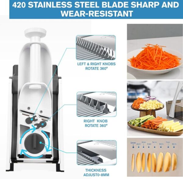 Manual Vegetable Chopper Mandoline Brava Slicer Veggie Cutter 5 in 1 - Image 5