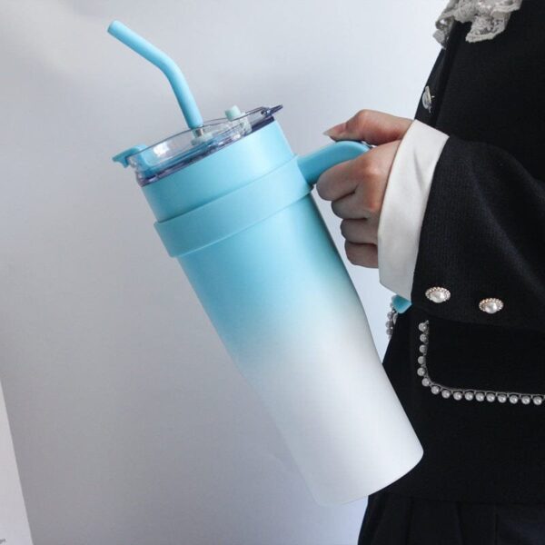 40-OZ Insulated Gradient Tumbler with Lid & Straw Water Bottle Stainless Steel - Image 3