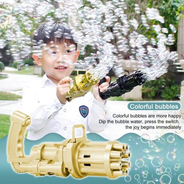 Kids Automatic Gatling Bubble Guns Toy 8 Holes Electric Soap Water Bubble Machine For Outdoor - Image 2