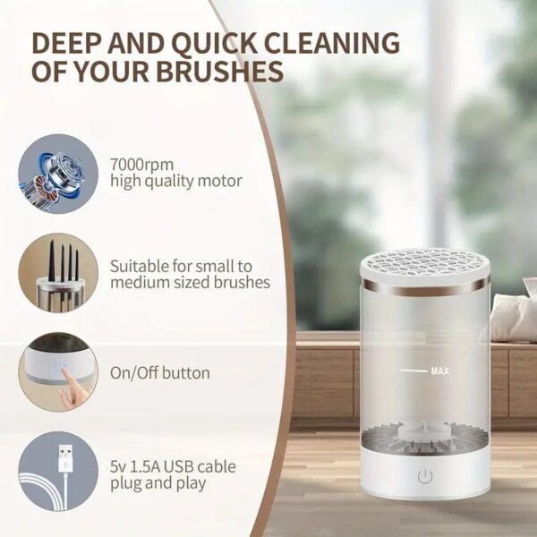 3-in-1 Automatic Makeup Brush Cleaning and Drying Stand - Keep Your Brushes Fresh and Ready to Use - Image 5