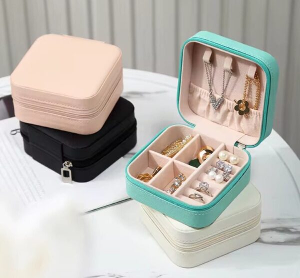 Mini Leather Square Jewellery Box, Luxury Square Cosmetic Box, Mini Travel Jewellery Box Storage Organizer