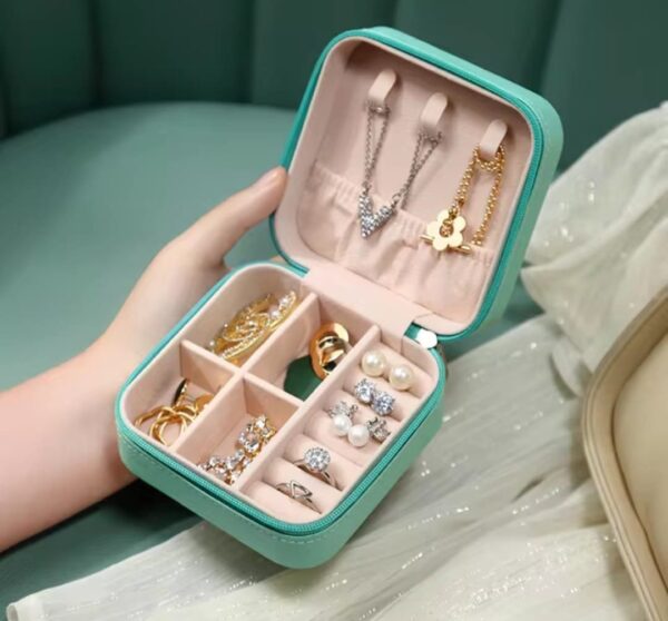 Mini Leather Square Jewellery Box, Luxury Square Cosmetic Box, Mini Travel Jewellery Box Storage Organizer - Image 4