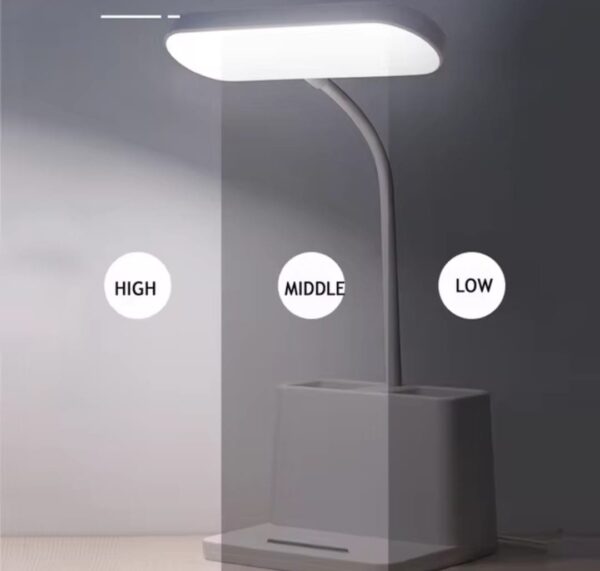 USB rechargeable LED table lamp eye protection dask lamp with phone holder pen holder touch - Image 5