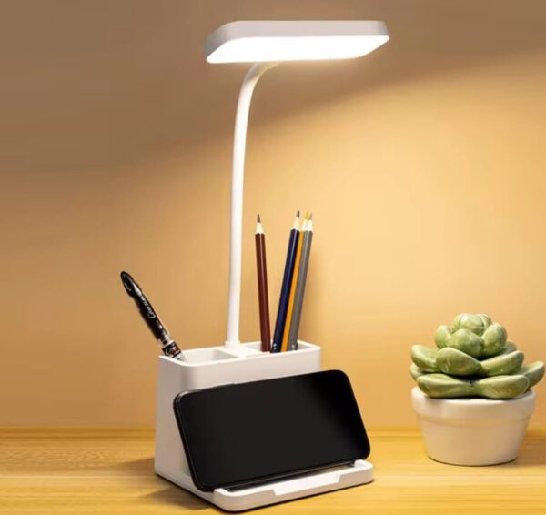 USB rechargeable LED table lamp eye protection dask lamp with phone holder pen holder touch - Image 3