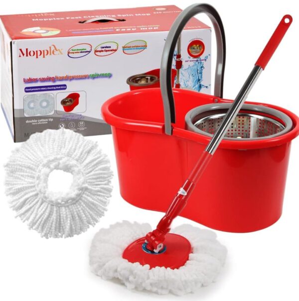 Spin Mop and Bucket with Wringer Set, 360° Spinning Mop and Bucket System