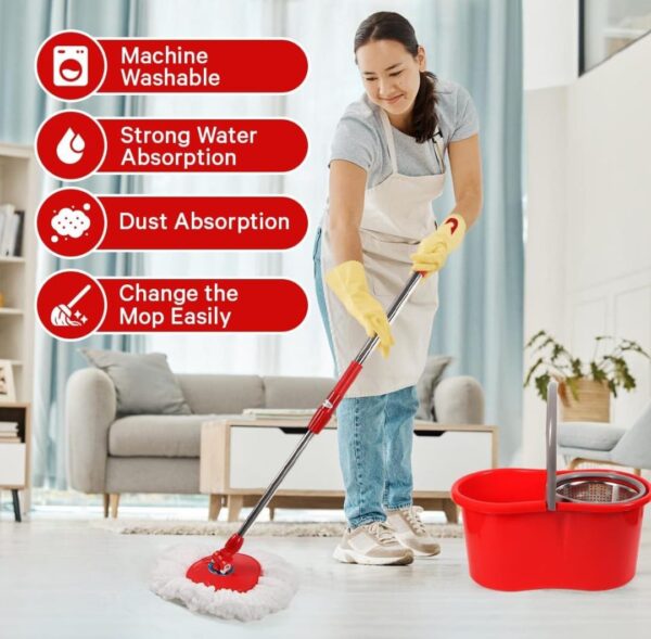 Spin Mop and Bucket with Wringer Set, 360° Spinning Mop and Bucket System - Image 4