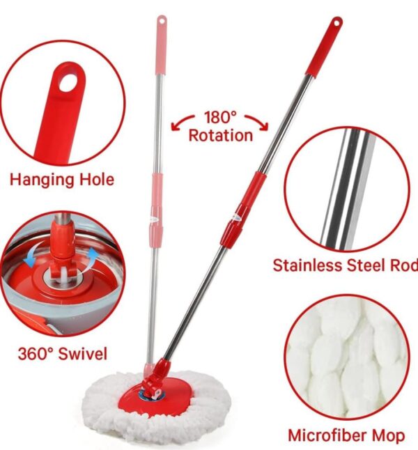 Spin Mop and Bucket with Wringer Set, 360° Spinning Mop and Bucket System - Image 2