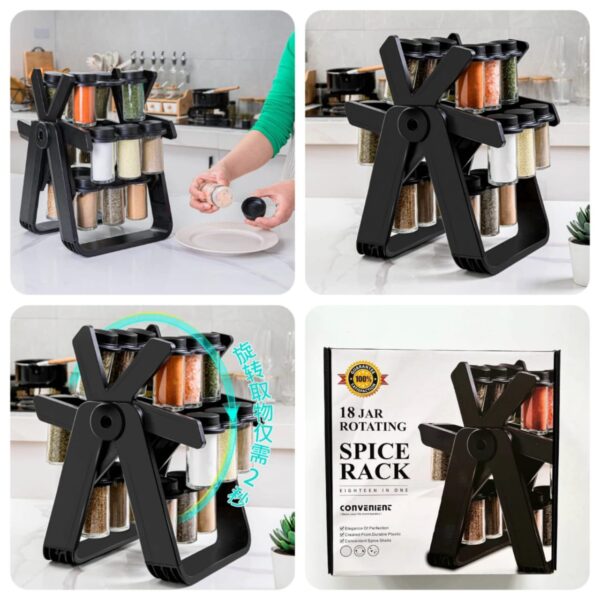 Spice Rack For 18 Piece Pots 360° Rotating Ferris Wheel