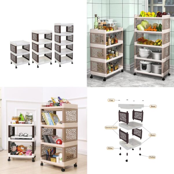 4 Layer Multi purpose Story Storage trolly Portable Kitchen Home Multipurpose Flower Rack - Image 5