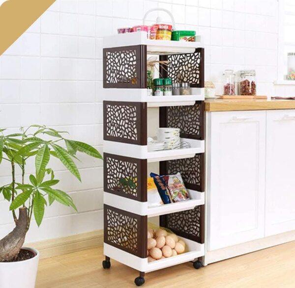 4 Layer Multi purpose Story Storage trolly Portable Kitchen Home Multipurpose Flower Rack