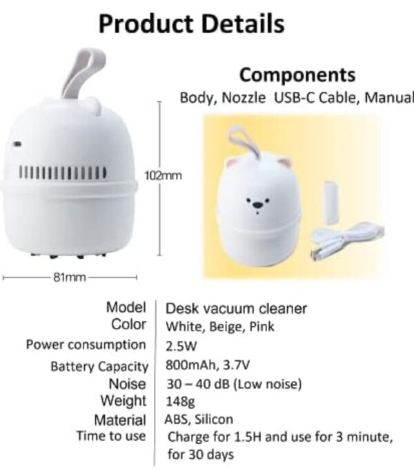 Cute Mini vacuum cleaner with bear cartoon - Image 5