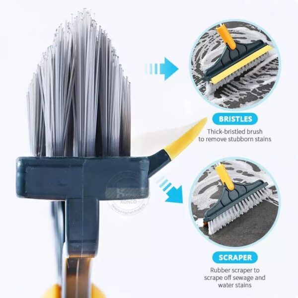 Bathroom Cleaning Brush with Wiper 2 in 1 Tiles Cleaning Brush Floor Scrub Bathroom Brush with Long Handle 120° Rotate - Image 5