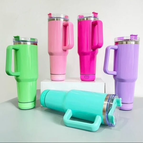 40 oz Tumbler with Handle & Straw and Detachable Bluetooth Speaker -Stainless Steel - Image 3