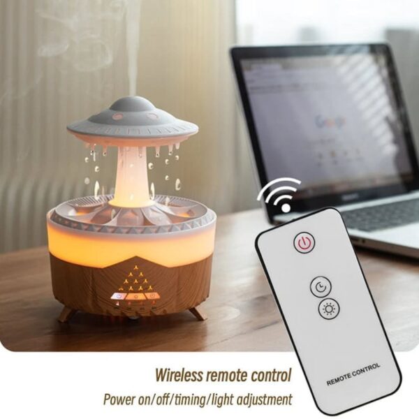 Rain Cloud Humidifier Water Drip, 7 Colors Night Rain Diffuser with Remote Controls - Image 3