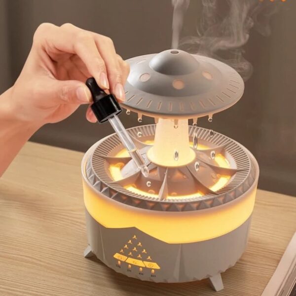 Rain Cloud Humidifier Water Drip, 7 Colors Night Rain Diffuser with Remote Controls - Image 2