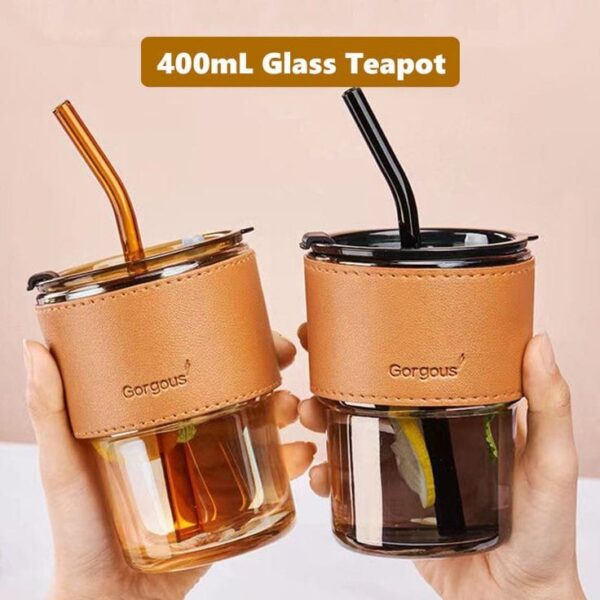 Tea Coffee Mugs with Cover Mug with Glass Straw Glass