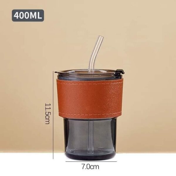 Tea Coffee Mugs with Cover Mug with Glass Straw Glass - Image 5