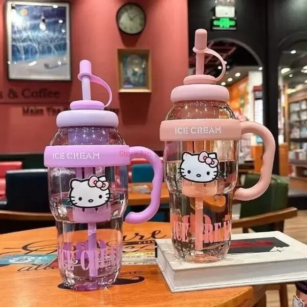 1300ML Water Cup Hello Kitty Anime with Straw Bottle
