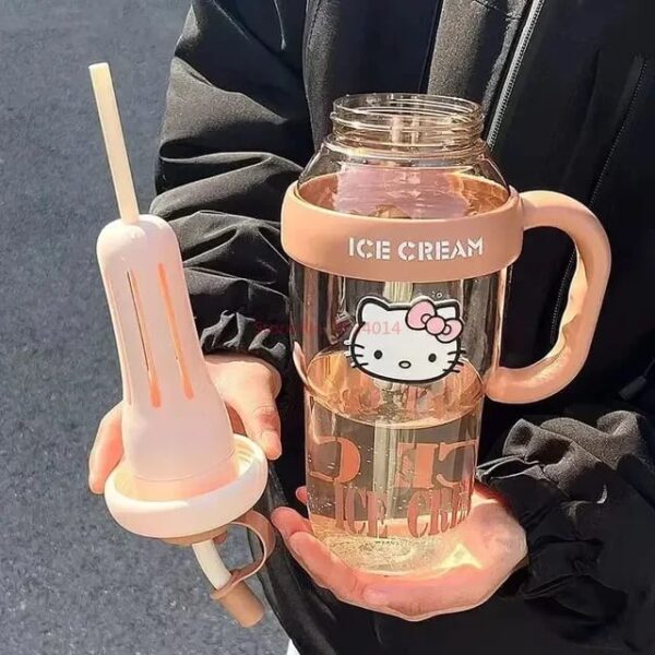 1300ML Water Cup Hello Kitty Anime with Straw Bottle - Image 4