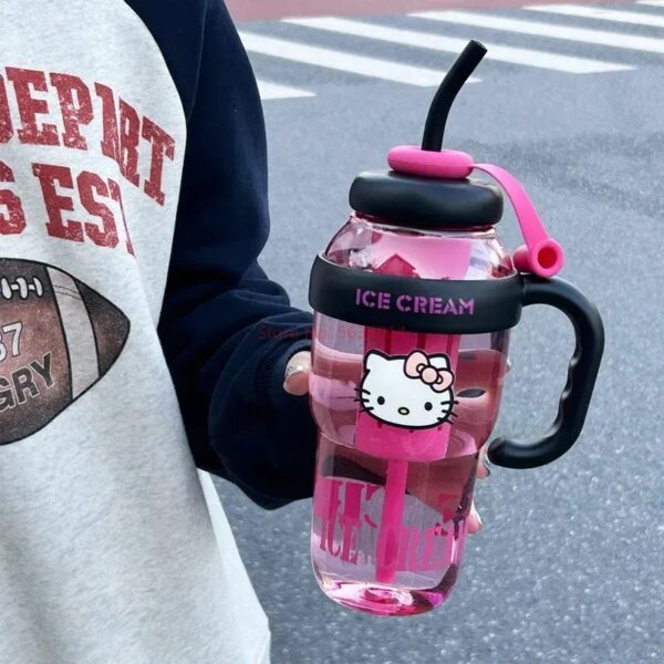 1300ML Water Cup Hello Kitty Anime with Straw Bottle - Image 5