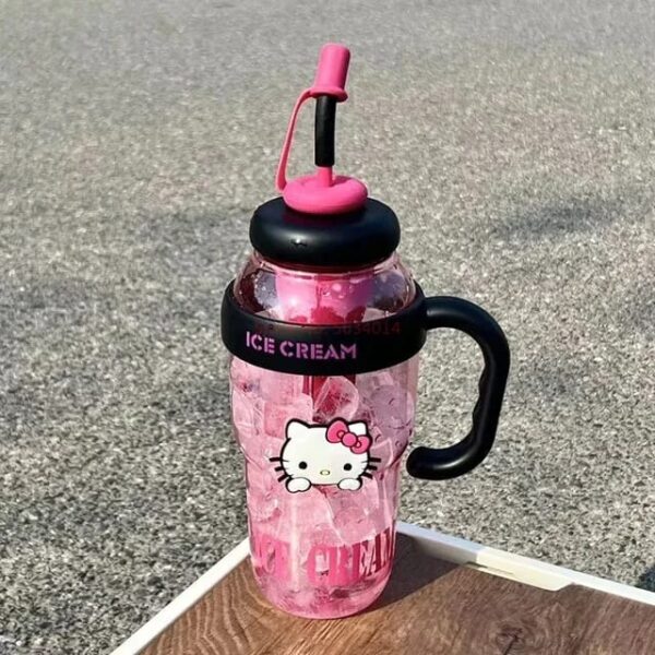 1300ML Water Cup Hello Kitty Anime with Straw Bottle - Image 3