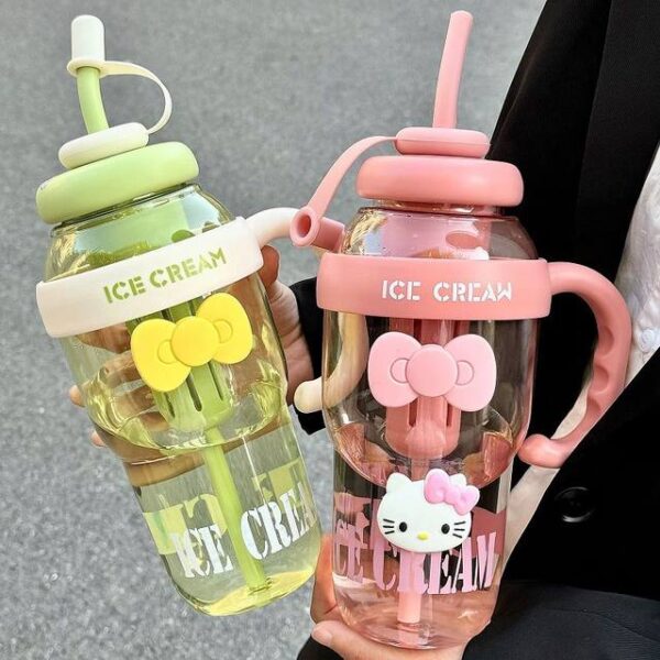 1300ML Water Cup Hello Kitty Anime with Straw Bottle - Image 2