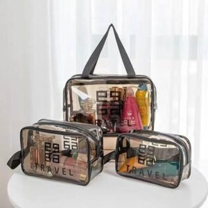 Transparent Travel Cosmetic Bag (Pack Of 3)