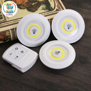 Tap LED Light With Remote Control (Pack of 3 Lights) Cell Operated