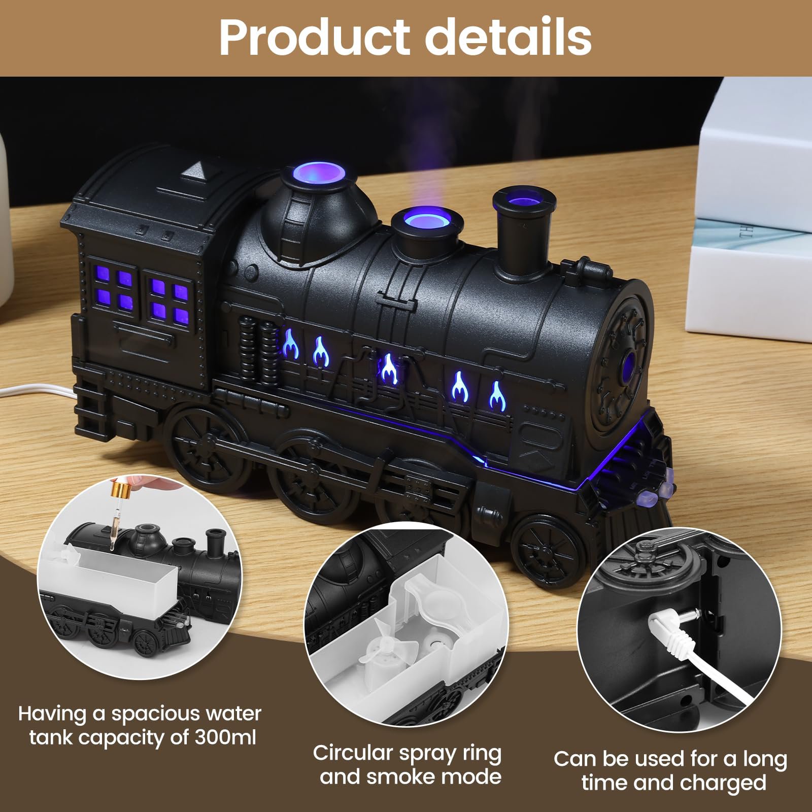 Metro Train Air Humidifier With Light (Box Packing) - Image 5